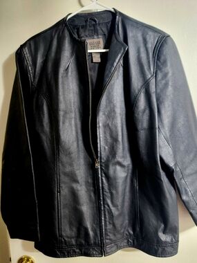 Women's Black Leather Zip Jacket by John Paul Richard